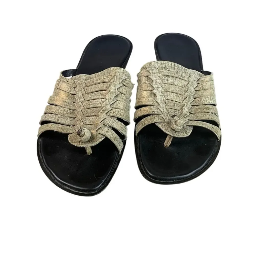 Donald J Pliner Cissy Platform Sandals Gold Black Leather 8.5